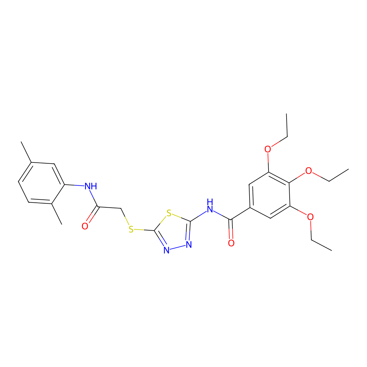 N-(5-((2-((2,5-dimethylphenyl)amino)-2-oxoethyl)thio)-1,3,4-thiadiazol-2-yl)-3,4,5-triethoxybenzamide molecular structure, CAS 392295-31-7