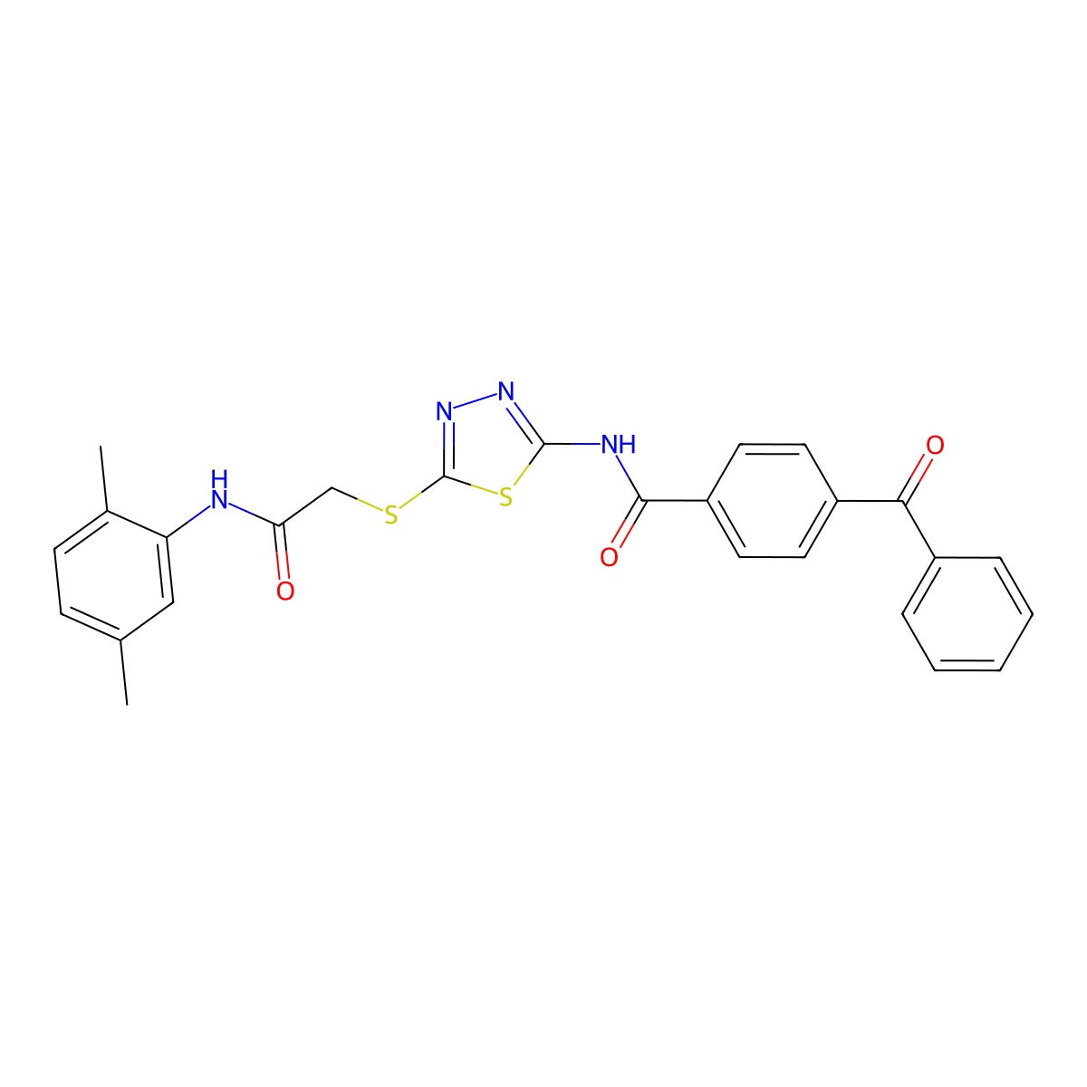 4-benzoyl-N-(5-((2-((2,5-dimethylphenyl)amino)-2-oxoethyl)thio)-1,3,4-thiadiazol-2-yl)benzamide molecular structure, CAS 392295-38-4