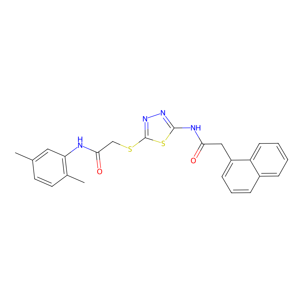 N-(2,5-dimethylphenyl)-2-((5-(2-(naphthalen-1-yl)acetamido)-1,3,4-thiadiazol-2-yl)thio)acetamide molecular structure, CAS 392295-40-8