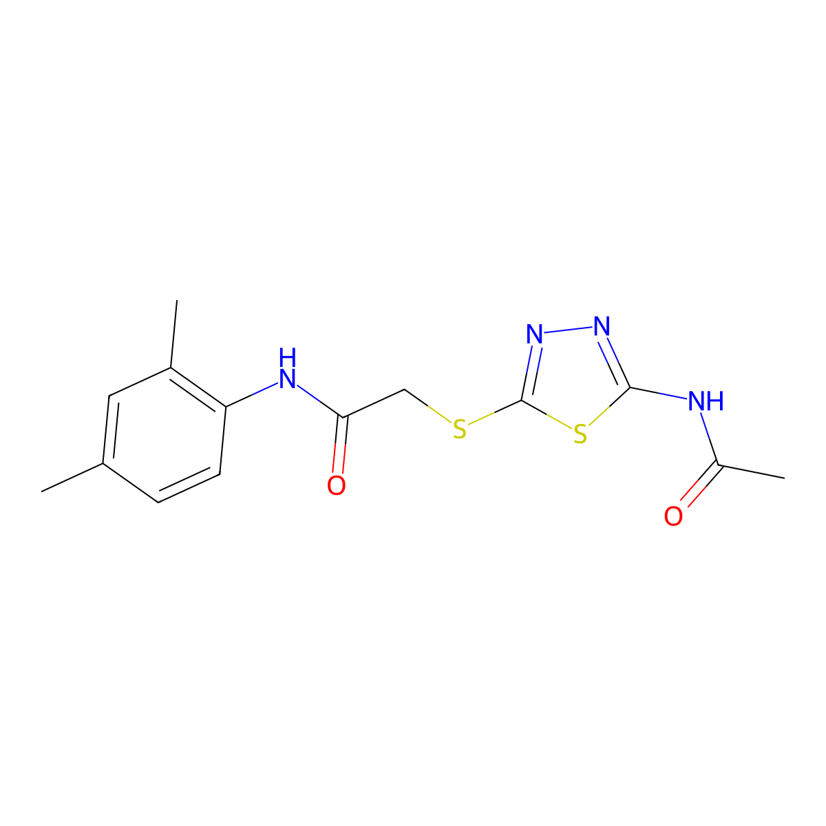2-((5-acetamido-1,3,4-thiadiazol-2-yl)thio)-N-(2,4-dimethylphenyl)acetamide molecular structure, CAS 392295-43-1