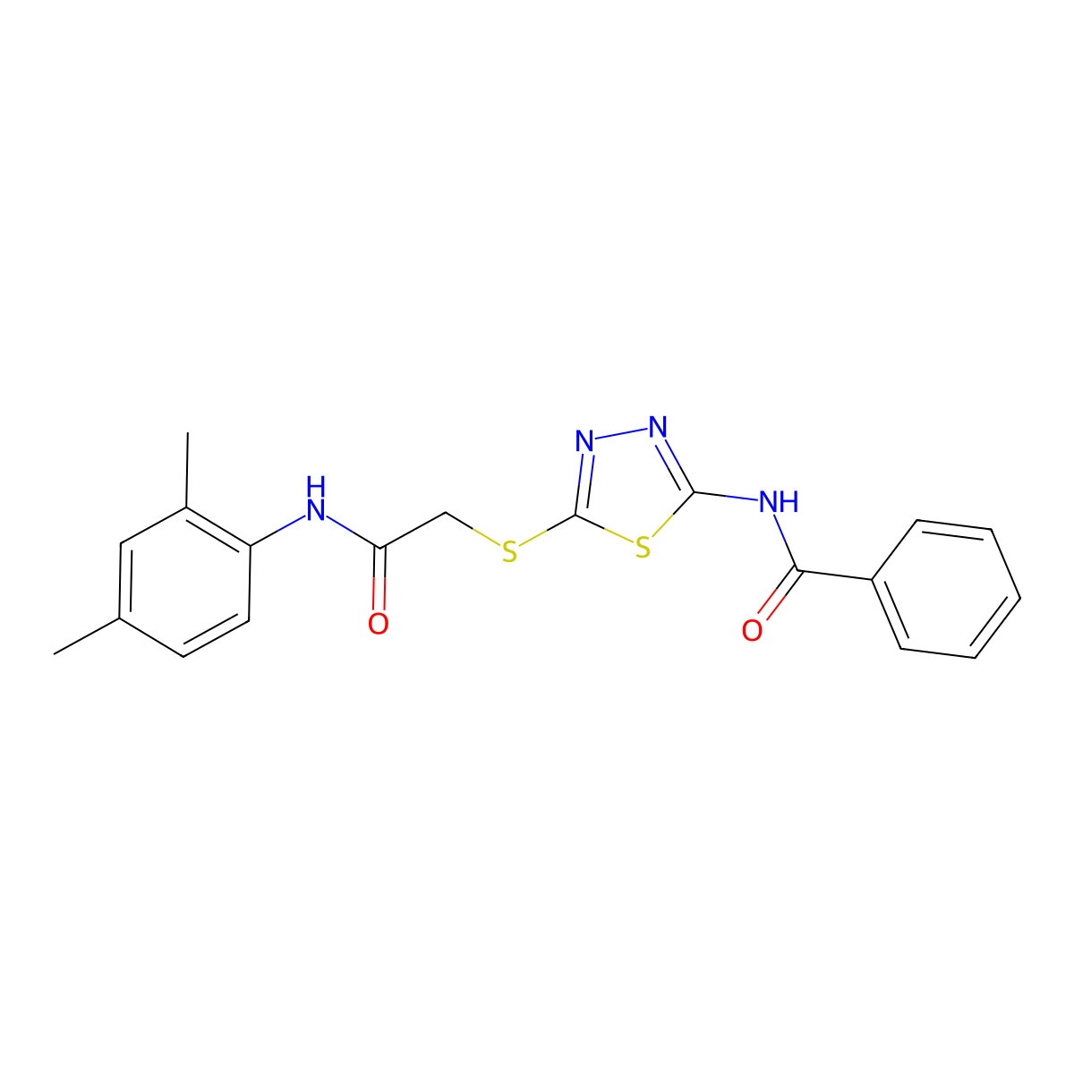N-[5-[2-(2,4-dimethylanilino)-2-oxoethyl]sulfanyl-1,3,4-thiadiazol-2-yl]benzamide molecular structure, CAS 392295-63-5