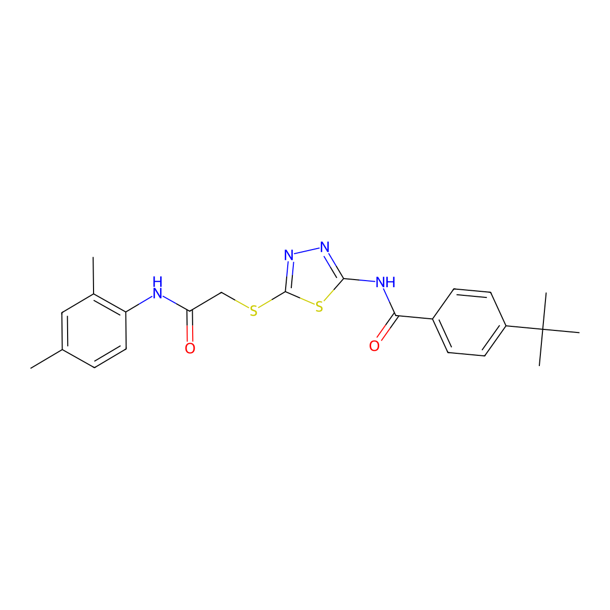 4-(tert-butyl)-N-(5-((2-((2,4-dimethylphenyl)amino)-2-oxoethyl)thio)-1,3,4-thiadiazol-2-yl)benzamide molecular structure, CAS 392295-82-8
