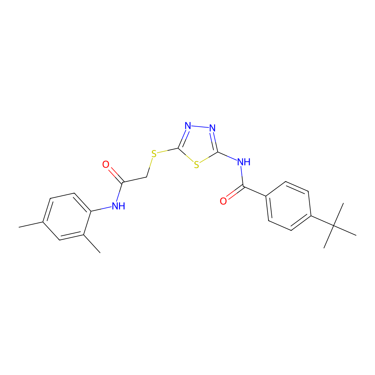 4-(tert-butyl)-N-(5-((2-((2,4-dimethylphenyl)amino)-2-oxoethyl)thio)-1,3,4-thiadiazol-2-yl)benzamide molecular structure, CAS 392295-82-8