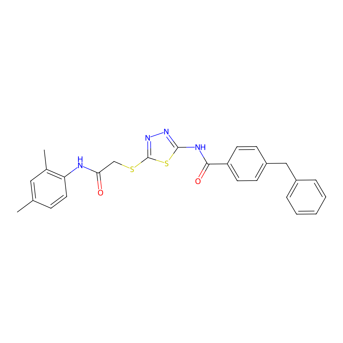 4-benzyl-N-(5-((2-((2,4-dimethylphenyl)amino)-2-oxoethyl)thio)-1,3,4-thiadiazol-2-yl)benzamide molecular structure, CAS 392295-83-9