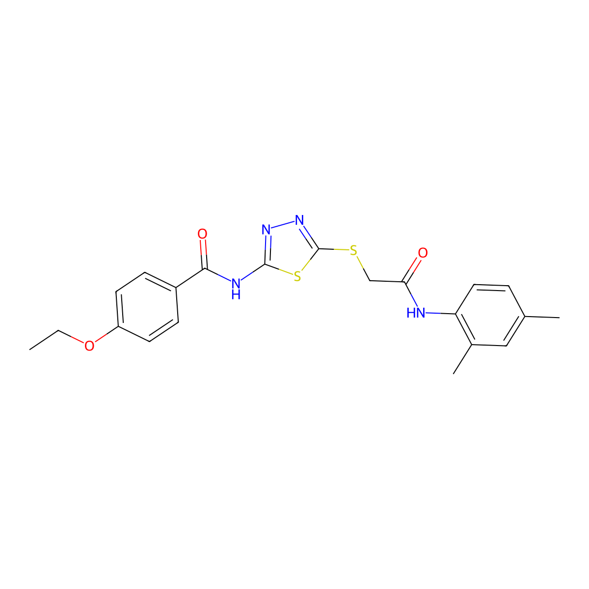 N-[5-[2-(2,4-dimethylanilino)-2-oxoethyl]sulfanyl-1,3,4-thiadiazol-2-yl]-4-ethoxybenzamide molecular structure, CAS 392295-84-0