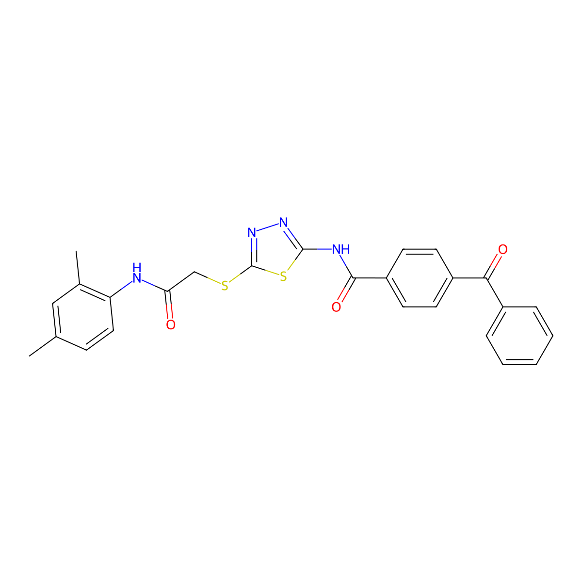 4-benzoyl-N-(5-((2-((2,4-dimethylphenyl)amino)-2-oxoethyl)thio)-1,3,4-thiadiazol-2-yl)benzamide molecular structure, CAS 392296-01-4