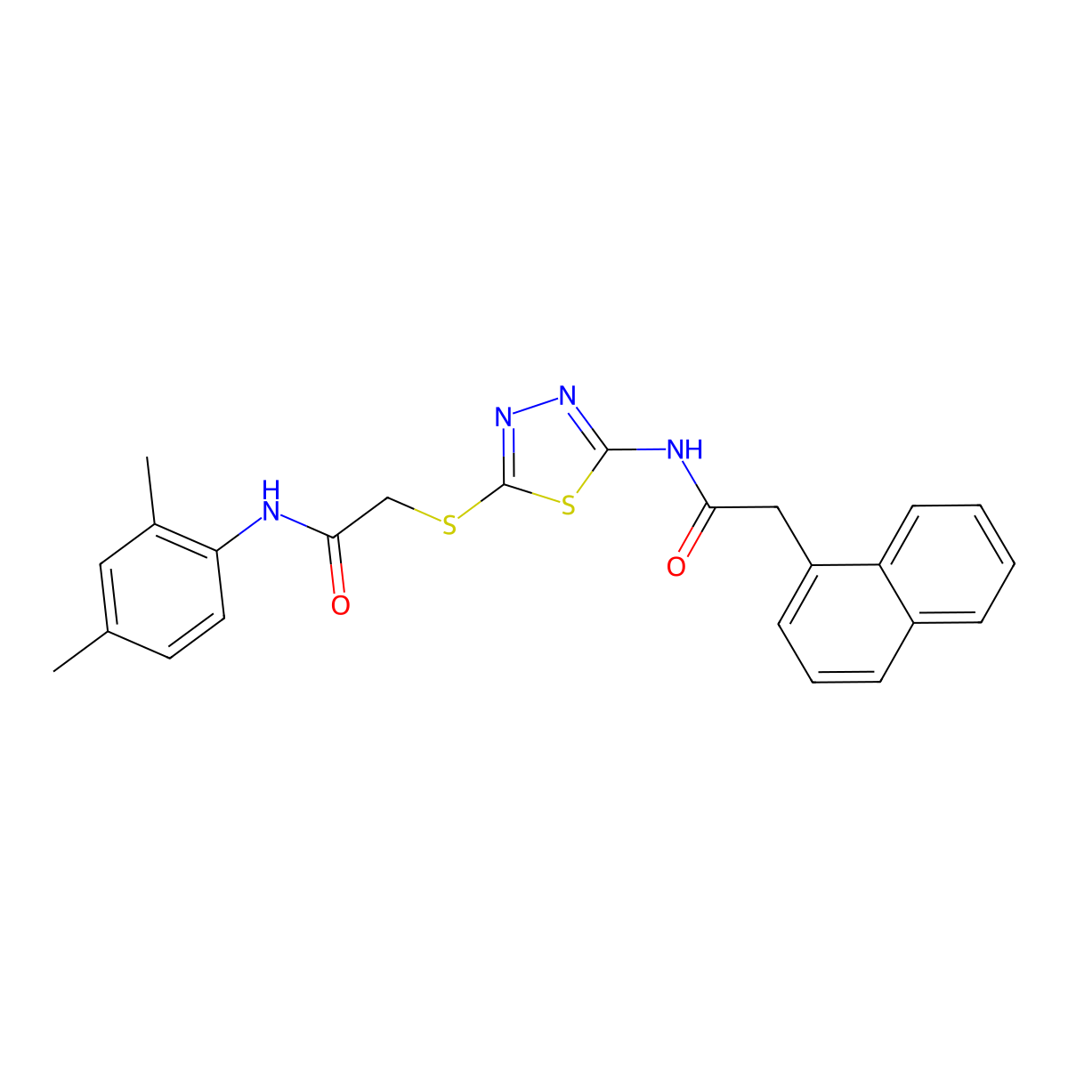 N-(2,4-dimethylphenyl)-2-((5-(2-(naphthalen-1-yl)acetamido)-1,3,4-thiadiazol-2-yl)thio)acetamide molecular structure, CAS 392296-03-6