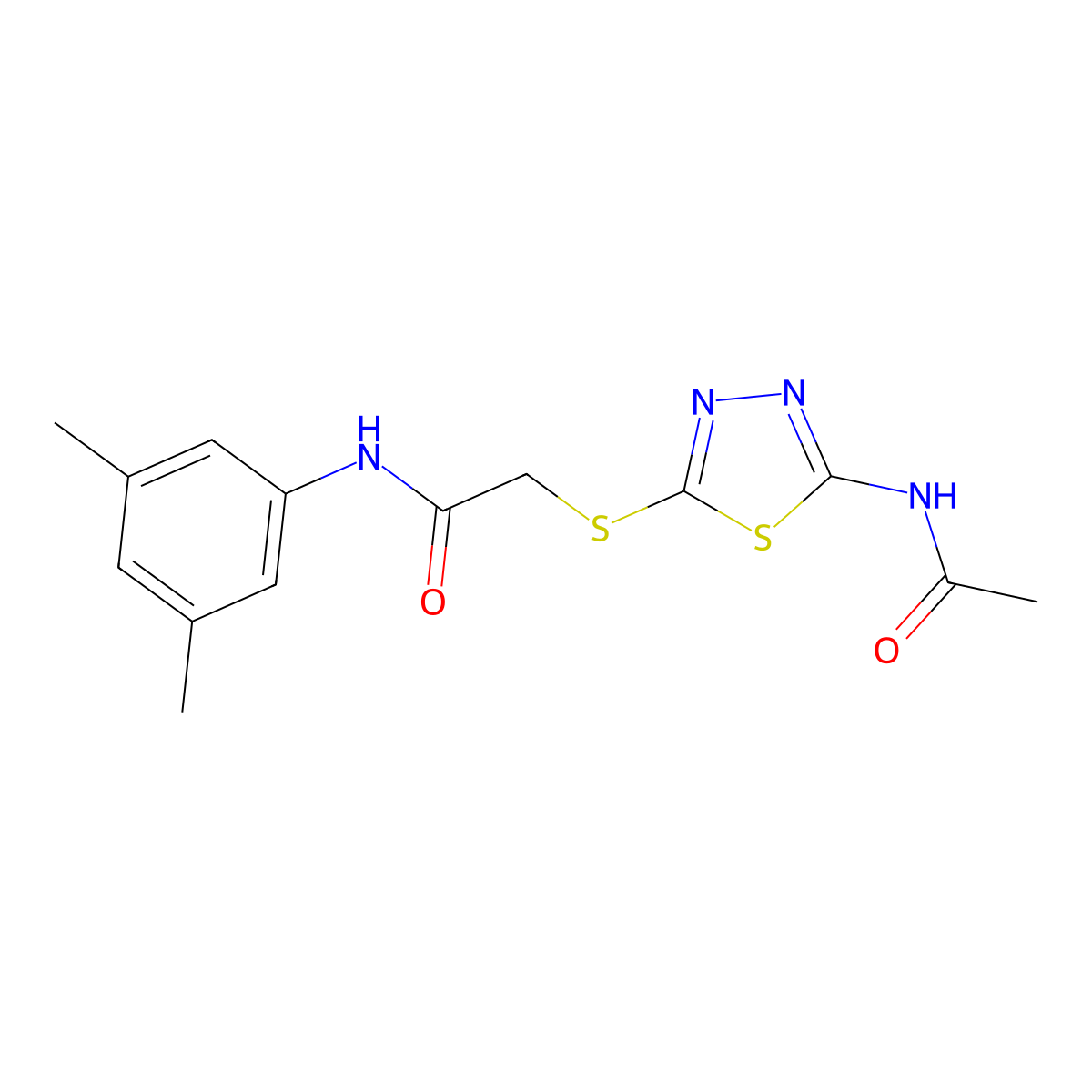 2-((5-acetamido-1,3,4-thiadiazol-2-yl)thio)-N-(3,5-dimethylphenyl)acetamide molecular structure, CAS 392296-05-8