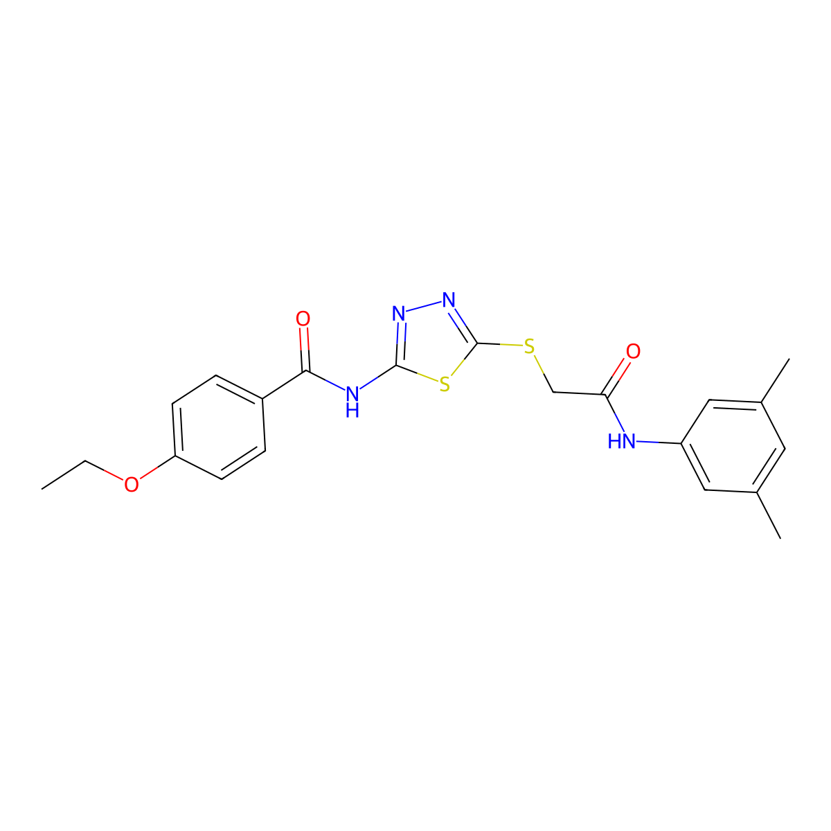N-[5-[2-(3,5-dimethylanilino)-2-oxoethyl]sulfanyl-1,3,4-thiadiazol-2-yl]-4-ethoxybenzamide molecular structure, CAS 392296-49-0