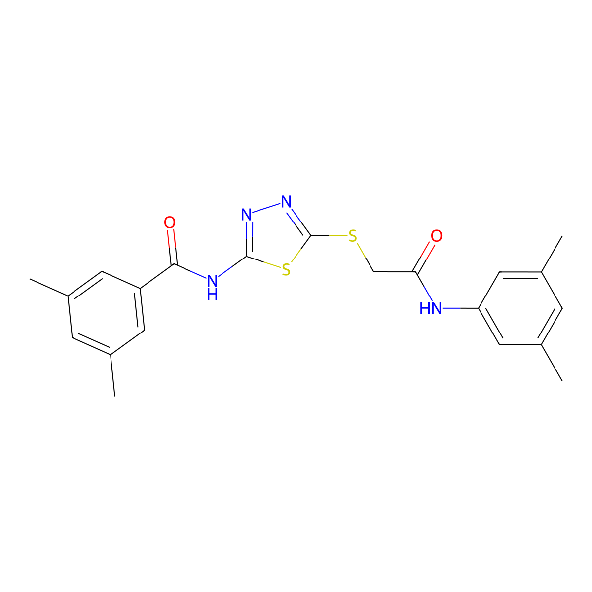 N-(5-((2-((3,5-dimethylphenyl)amino)-2-oxoethyl)thio)-1,3,4-thiadiazol-2-yl)-3,5-dimethylbenzamide molecular structure, CAS 392296-55-8