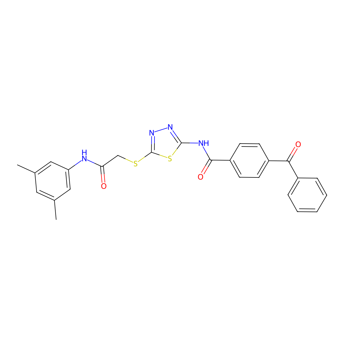 4-benzoyl-N-[5-[2-(3,5-dimethylanilino)-2-oxoethyl]sulfanyl-1,3,4-thiadiazol-2-yl]benzamide molecular structure, CAS 392296-75-2