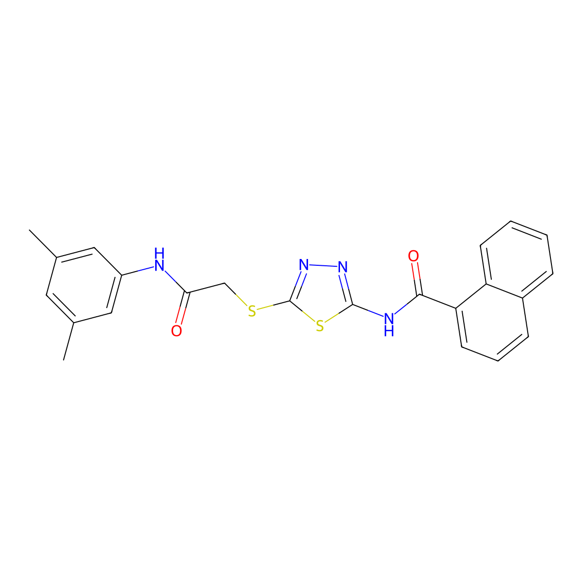 N-[5-[2-(3,5-dimethylanilino)-2-oxoethyl]sulfanyl-1,3,4-thiadiazol-2-yl]naphthalene-1-carboxamide molecular structure, CAS 392296-76-3