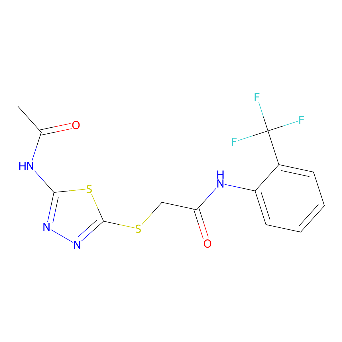 2-[(5-acetamido-1,3,4-thiadiazol-2-yl)sulfanyl]-N-[2-(trifluoromethyl)phenyl]acetamide molecular structure, CAS 392296-79-6