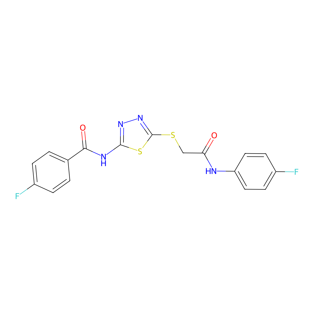 4-fluoro-N-(5-((2-((4-fluorophenyl)amino)-2-oxoethyl)thio)-1,3,4-thiadiazol-2-yl)benzamide molecular structure, CAS 392297-69-7