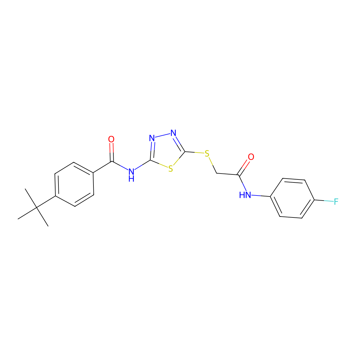 4-tert-butyl-N-[5-[2-(4-fluoroanilino)-2-oxoethyl]sulfanyl-1,3,4-thiadiazol-2-yl]benzamide molecular structure, CAS 392297-71-1
