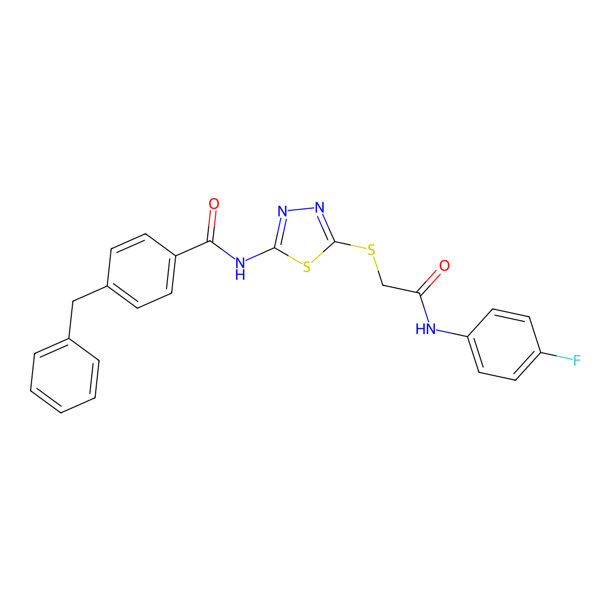 4-benzyl-N-[5-[2-(4-fluoroanilino)-2-oxoethyl]sulfanyl-1,3,4-thiadiazol-2-yl]benzamide molecular structure, CAS 392297-72-2