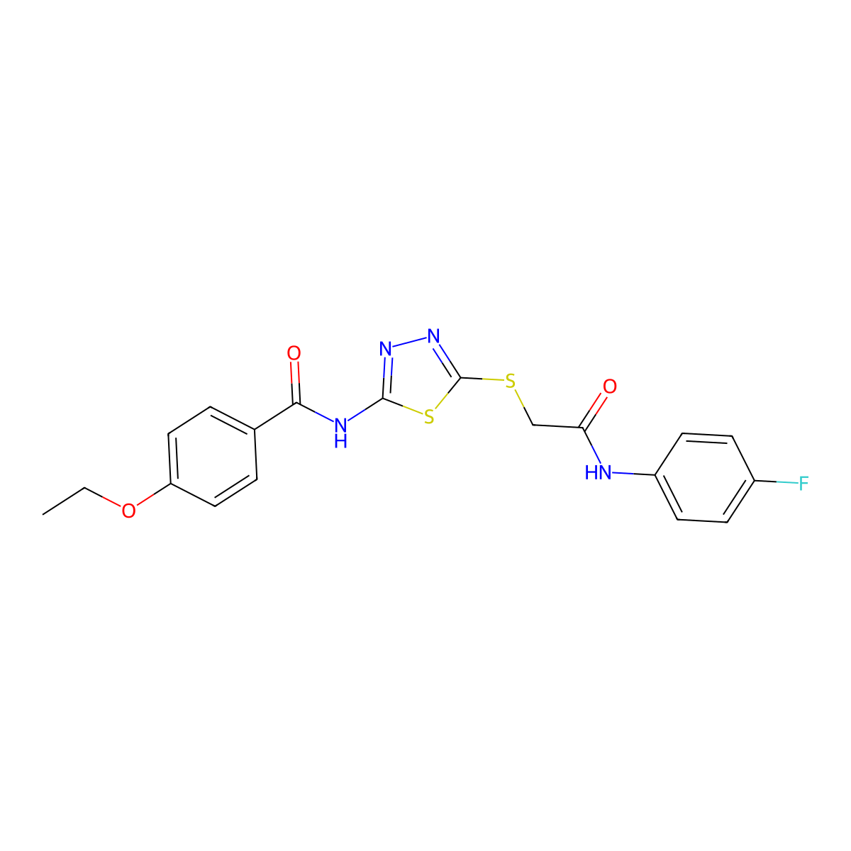 4-ethoxy-N-(5-((2-((4-fluorophenyl)amino)-2-oxoethyl)thio)-1,3,4-thiadiazol-2-yl)benzamide molecular structure, CAS 392297-74-4