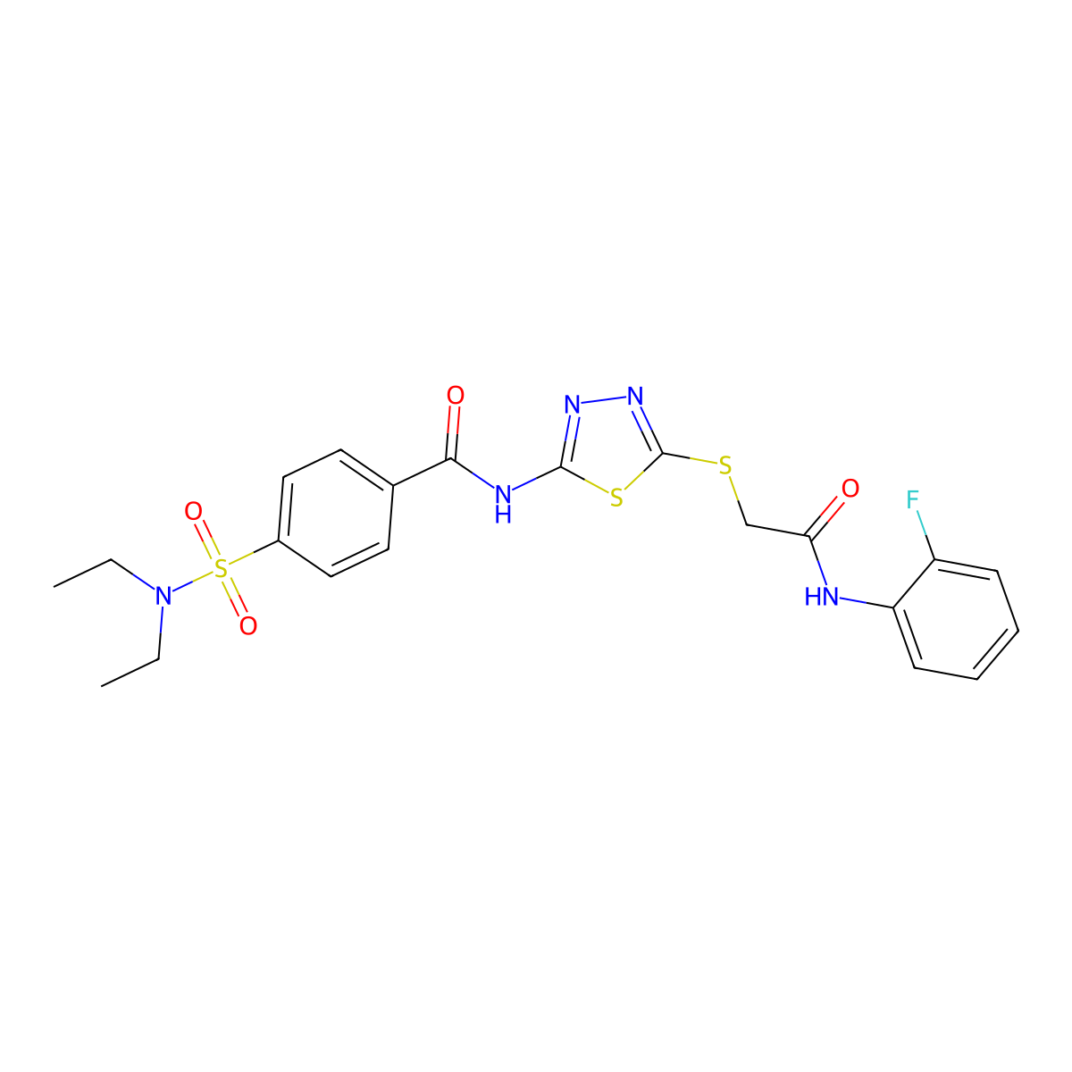 4-(N,N-diethylsulfamoyl)-N-(5-((2-((2-fluorophenyl)amino)-2-oxoethyl)thio)-1,3,4-thiadiazol-2-yl)benzamide molecular structure, CAS 392298-77-0
