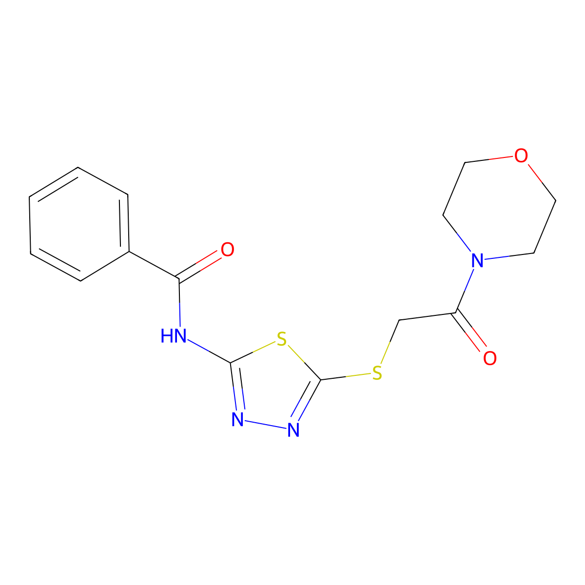 N-(5-((2-morpholino-2-oxoethyl)thio)-1,3,4-thiadiazol-2-yl)benzamide molecular structure, CAS 392299-42-2