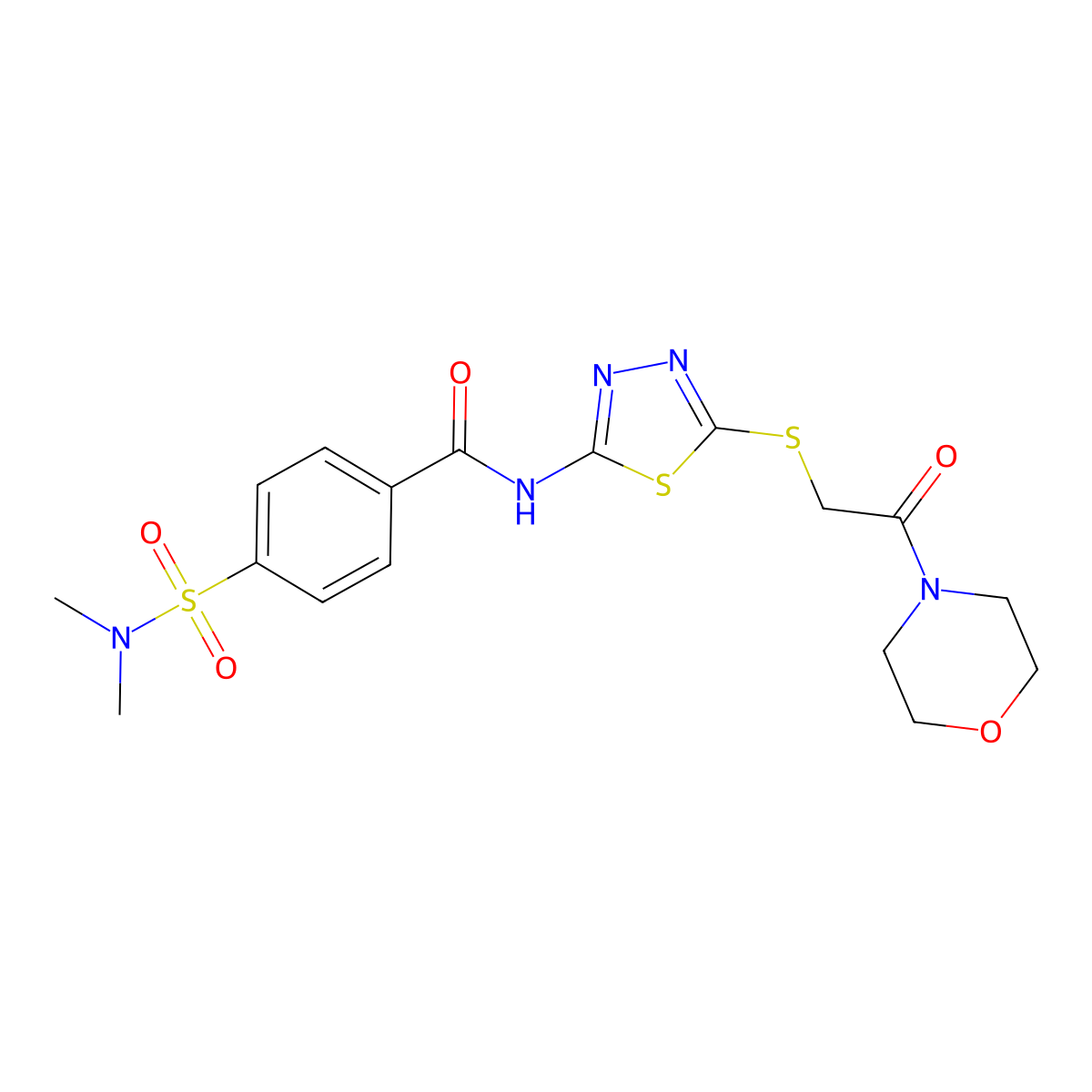 4-(N,N-dimethylsulfamoyl)-N-(5-((2-morpholino-2-oxoethyl)thio)-1,3,4-thiadiazol-2-yl)benzamide molecular structure, CAS 392299-43-3