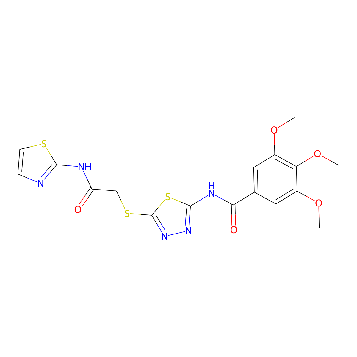 3,4,5-trimethoxy-N-(5-((2-oxo-2-(thiazol-2-ylamino)ethyl)thio)-1,3,4-thiadiazol-2-yl)benzamide molecular structure, CAS 392299-83-1