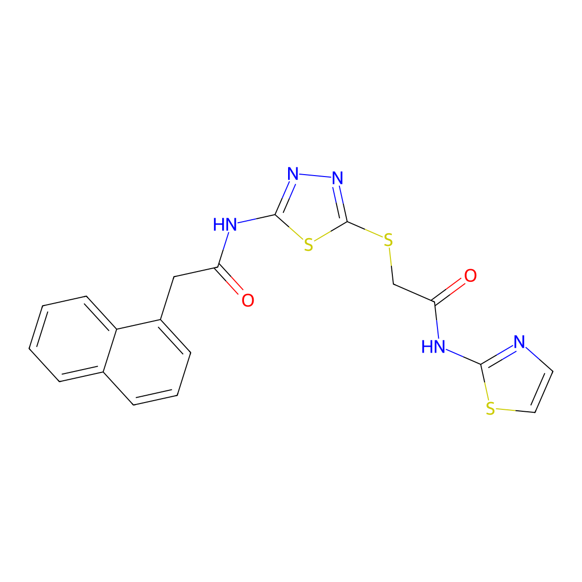 2-(naphthalen-1-yl)-N-(5-((2-oxo-2-(thiazol-2-ylamino)ethyl)thio)-1,3,4-thiadiazol-2-yl)acetamide molecular structure, CAS 392299-89-7