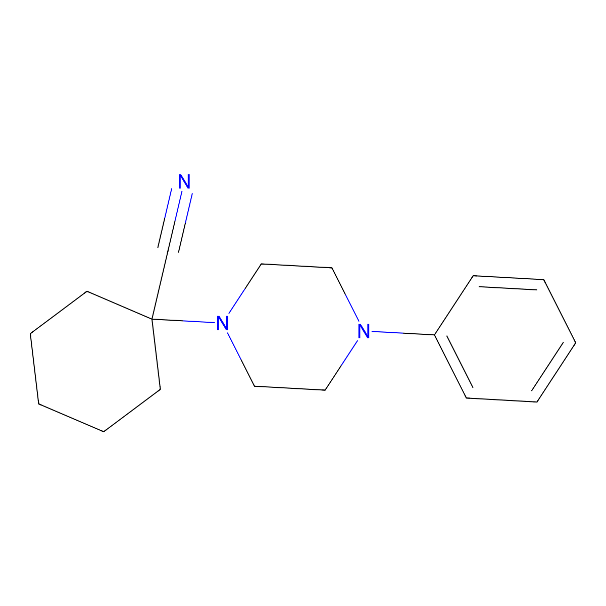 1-(4-Phenyl-1-piperazinyl)cyclohexanecarbonitrile molecular structure, CAS 39230-30-3