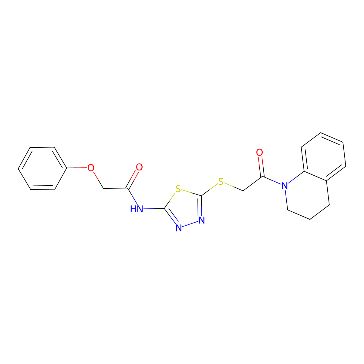 N-(5-((2-(3,4-dihydroquinolin-1(2H)-yl)-2-oxoethyl)thio)-1,3,4-thiadiazol-2-yl)-2-phenoxyacetamide molecular structure, CAS 392300-00-4