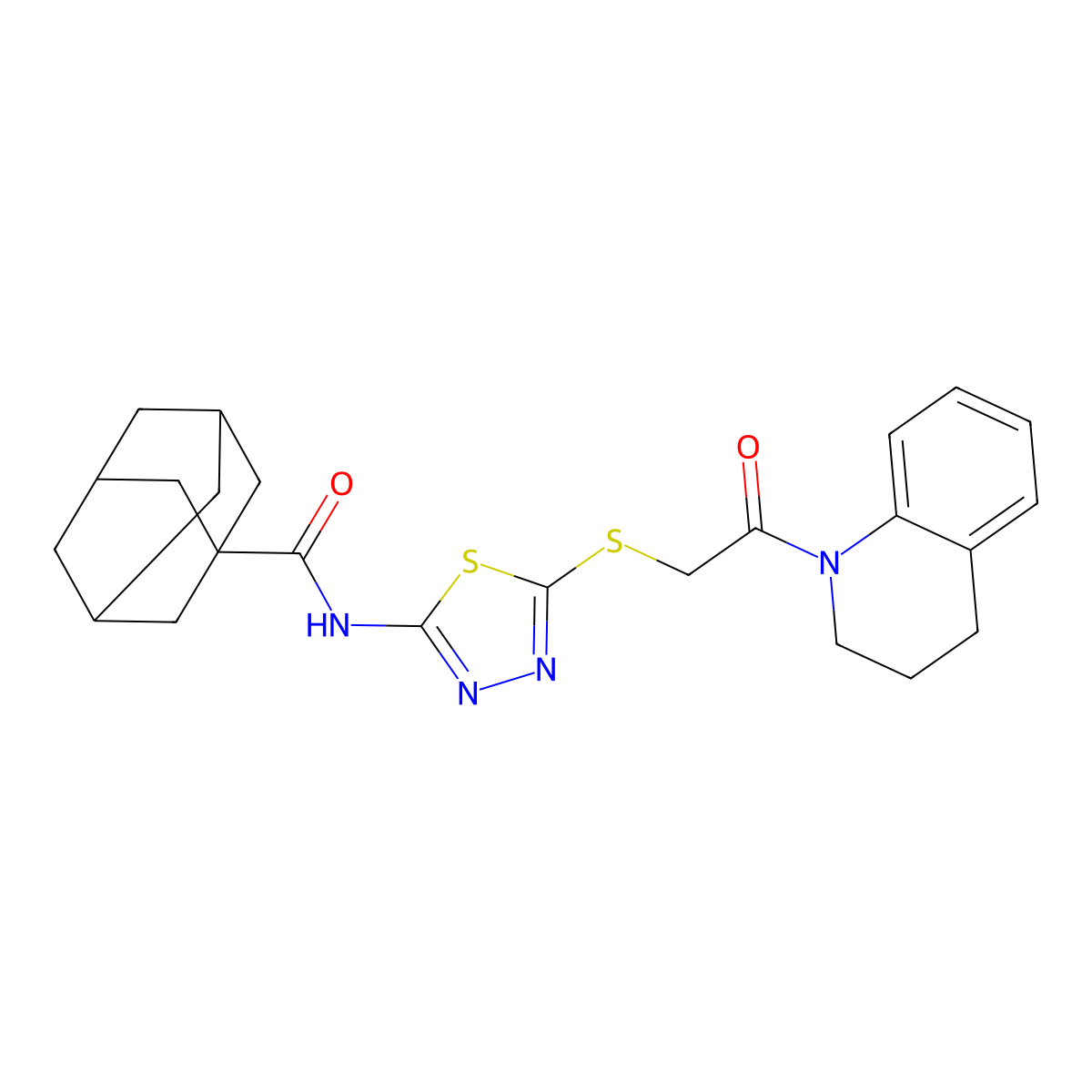 N-[5-[2-(3,4-dihydro-2H-quinolin-1-yl)-2-oxoethyl]sulfanyl-1,3,4-thiadiazol-2-yl]adamantane-1-carboxamide molecular structure, CAS 392300-07-1
