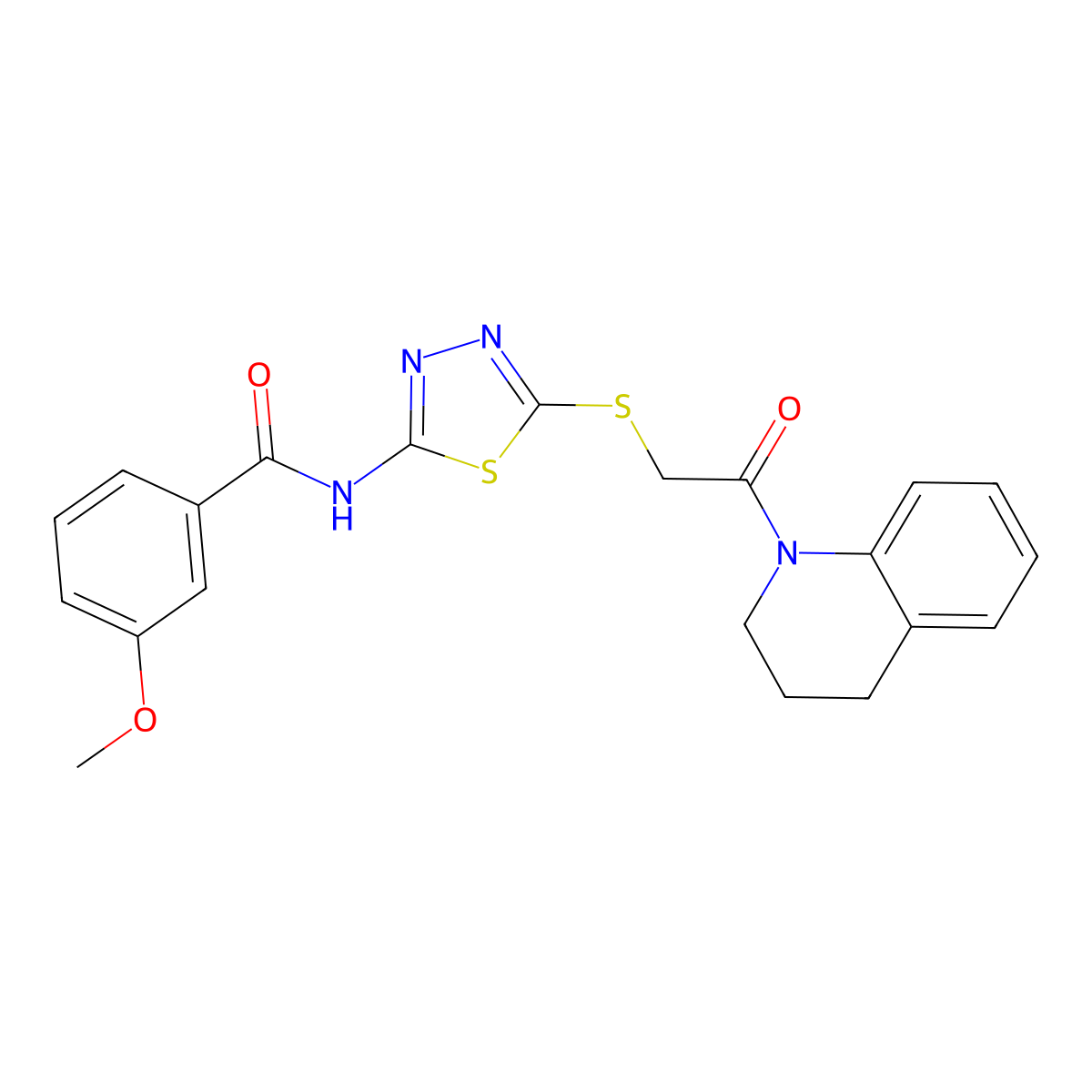 N-(5-((2-(3,4-dihydroquinolin-1(2H)-yl)-2-oxoethyl)thio)-1,3,4-thiadiazol-2-yl)-3-methoxybenzamide molecular structure, CAS 392300-18-4