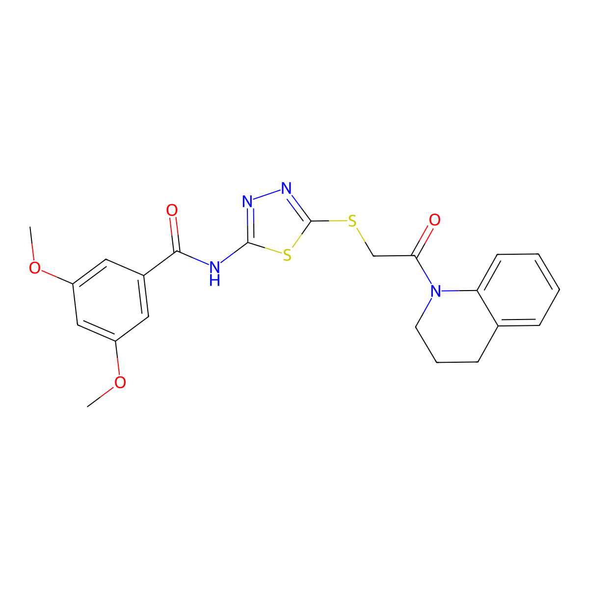 N-(5-((2-(3,4-dihydroquinolin-1(2H)-yl)-2-oxoethyl)thio)-1,3,4-thiadiazol-2-yl)-3,5-dimethoxybenzamide molecular structure, CAS 392300-45-7