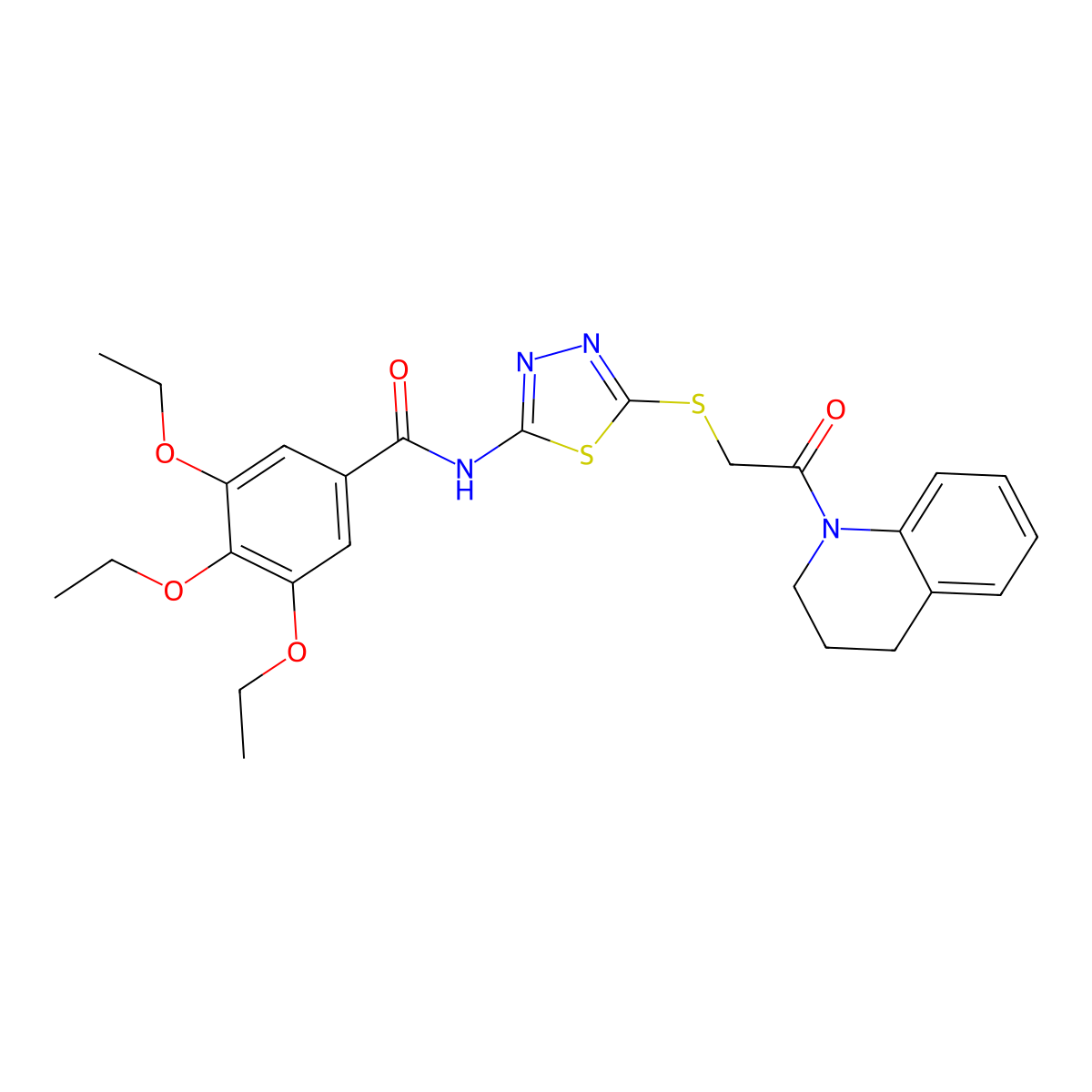 N-(5-((2-(3,4-dihydroquinolin-1(2H)-yl)-2-oxoethyl)thio)-1,3,4-thiadiazol-2-yl)-3,4,5-triethoxybenzamide molecular structure, CAS 392300-47-9