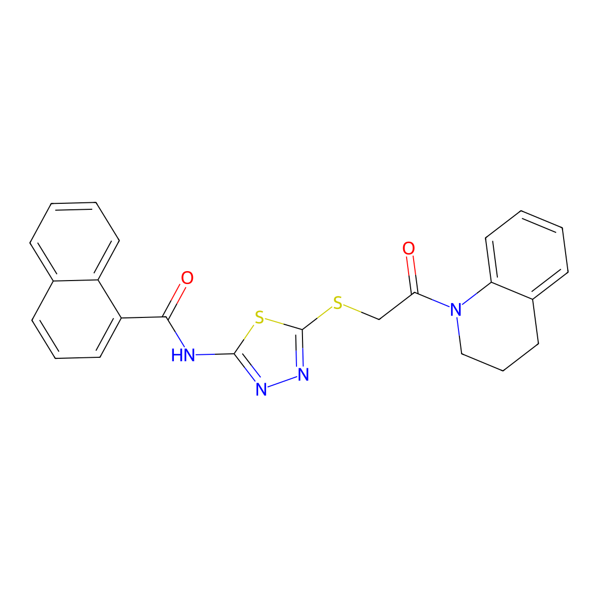 N-[5-[2-(3,4-dihydro-2H-quinolin-1-yl)-2-oxoethyl]sulfanyl-1,3,4-thiadiazol-2-yl]naphthalene-1-carboxamide molecular structure, CAS 392300-54-8