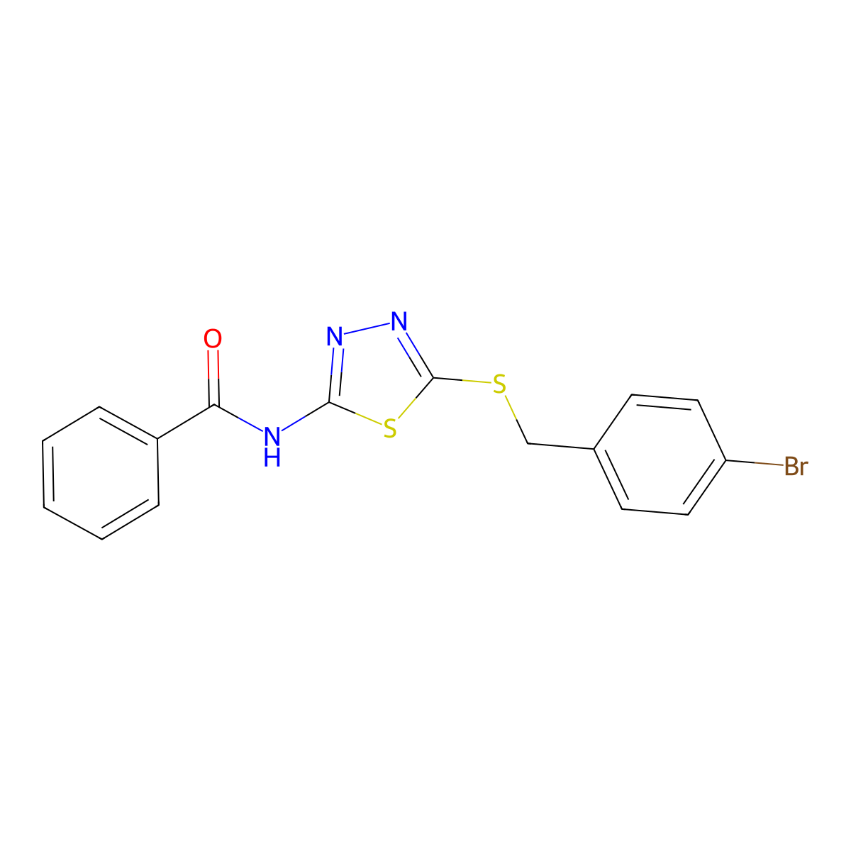 N-(5-((4-bromobenzyl)thio)-1,3,4-thiadiazol-2-yl)benzamide molecular structure, CAS 392302-75-9
