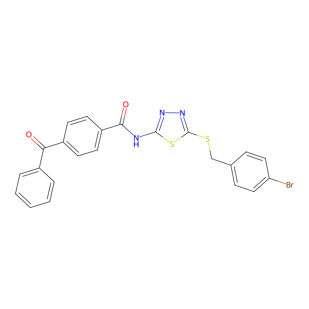 4-benzoyl-N-[5-[(4-bromophenyl)methylsulfanyl]-1,3,4-thiadiazol-2-yl]benzamide molecular structure, CAS 392303-12-7