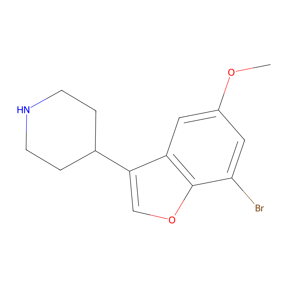 4-(7-Bromo-5-methoxy-1-benzofuran-3-YL)piperidine molecular structure, CAS 392303-94-5