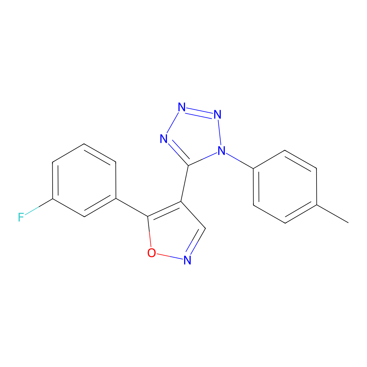 5-[5-(3-fluorophenyl)isoxazol-4-yl]-1-(4-methylphenyl)-1H-tetraazole molecular structure, CAS 392307-27-6