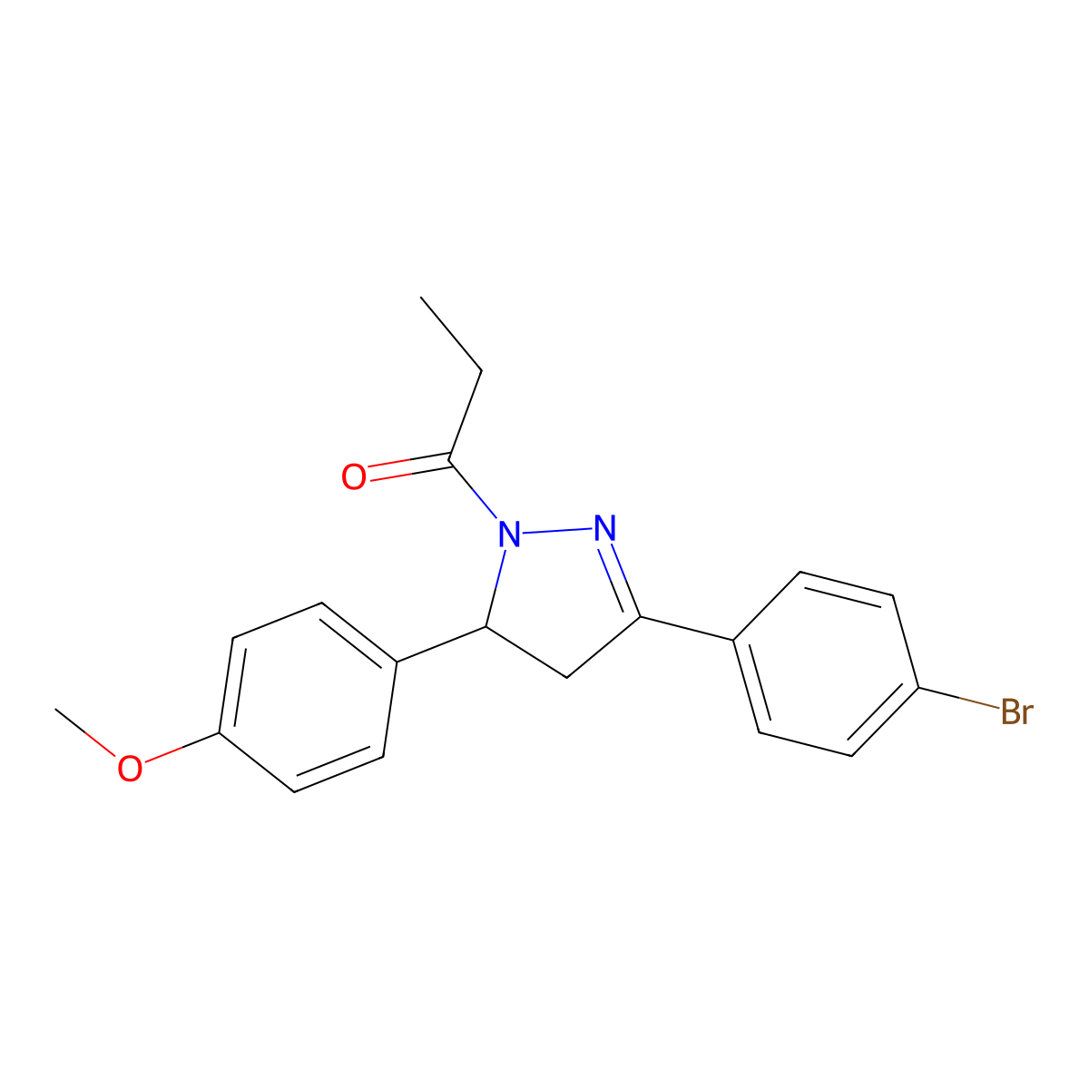 1-(3-(4-bromophenyl)-5-(4-methoxyphenyl)-4,5-dihydro-1H-pyrazol-1-yl)propan-1-one molecular structure, CAS 392308-57-5