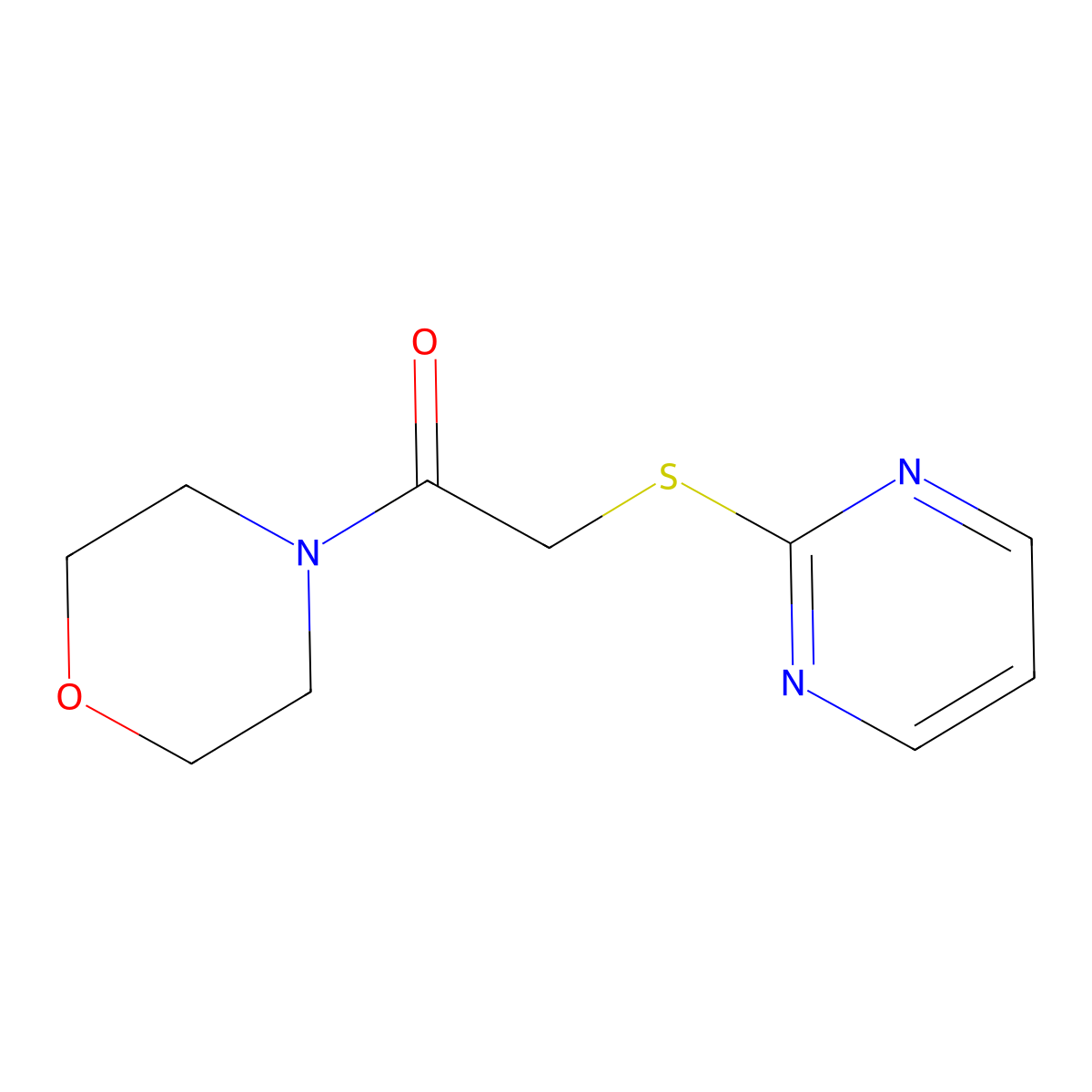1-Morpholin-4-yl-2-pyrimidin-2-ylsulfanylethanone molecular structure, CAS 392308-79-1