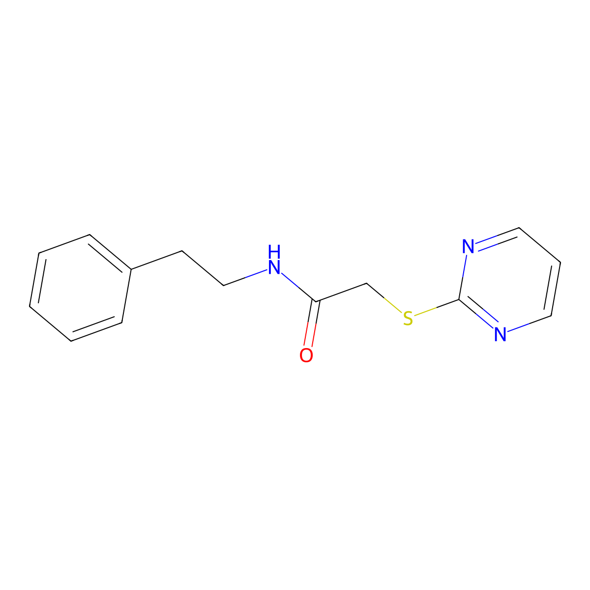 N-(2-phenylethyl)-2-pyrimidin-2-ylsulfanylacetamide molecular structure, CAS 392308-89-3
