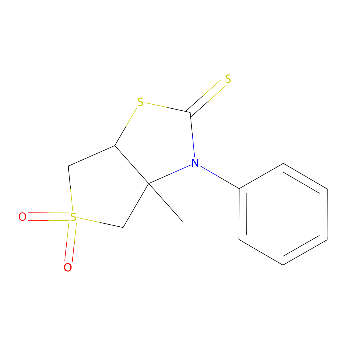 3a-methyl-3-phenyltetrahydrothieno[3,4-d][1,3]thiazole-2(3H)-thione 5,5-dioxide molecular structure, CAS 392309-07-8