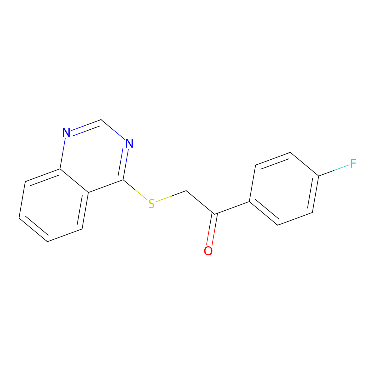 1-(4-Fluorophenyl)-2-quinazolin-4-ylsulfanylethanone molecular structure, CAS 392309-11-4
