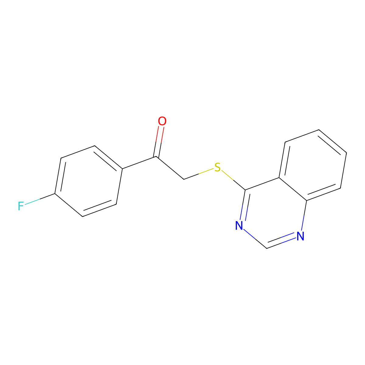 1-(4-Fluorophenyl)-2-quinazolin-4-ylsulfanylethanone molecular structure, CAS 392309-11-4