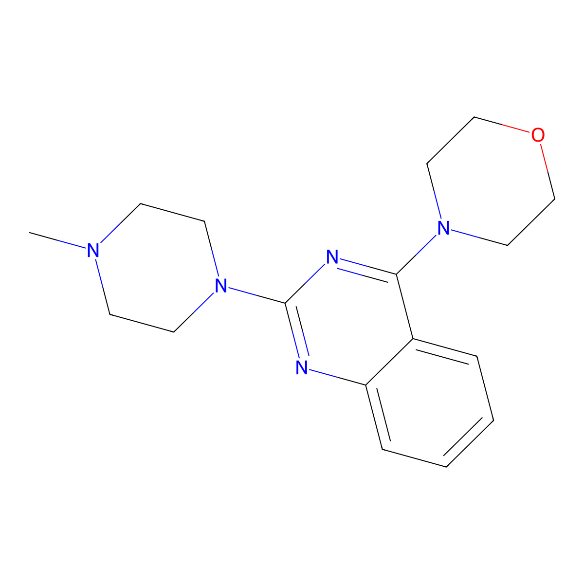 2-(4-Methyl-piperazin-1-yl)-4-morpholin-4-yl-quinazoline molecular structure, CAS 39231-14-6