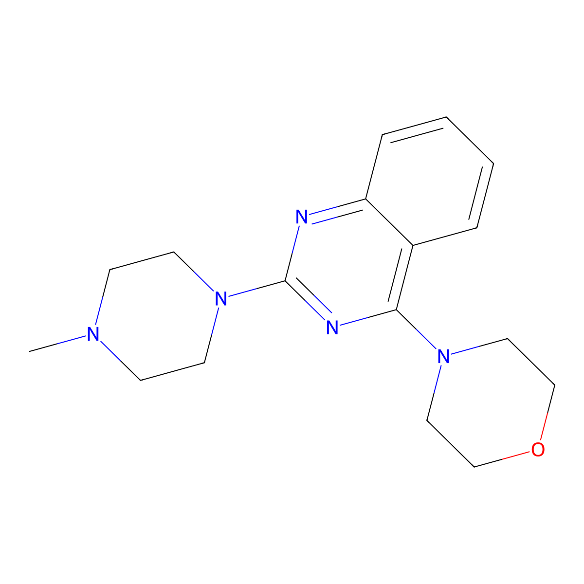 2-(4-Methyl-piperazin-1-yl)-4-morpholin-4-yl-quinazoline molecular structure, CAS 39231-14-6