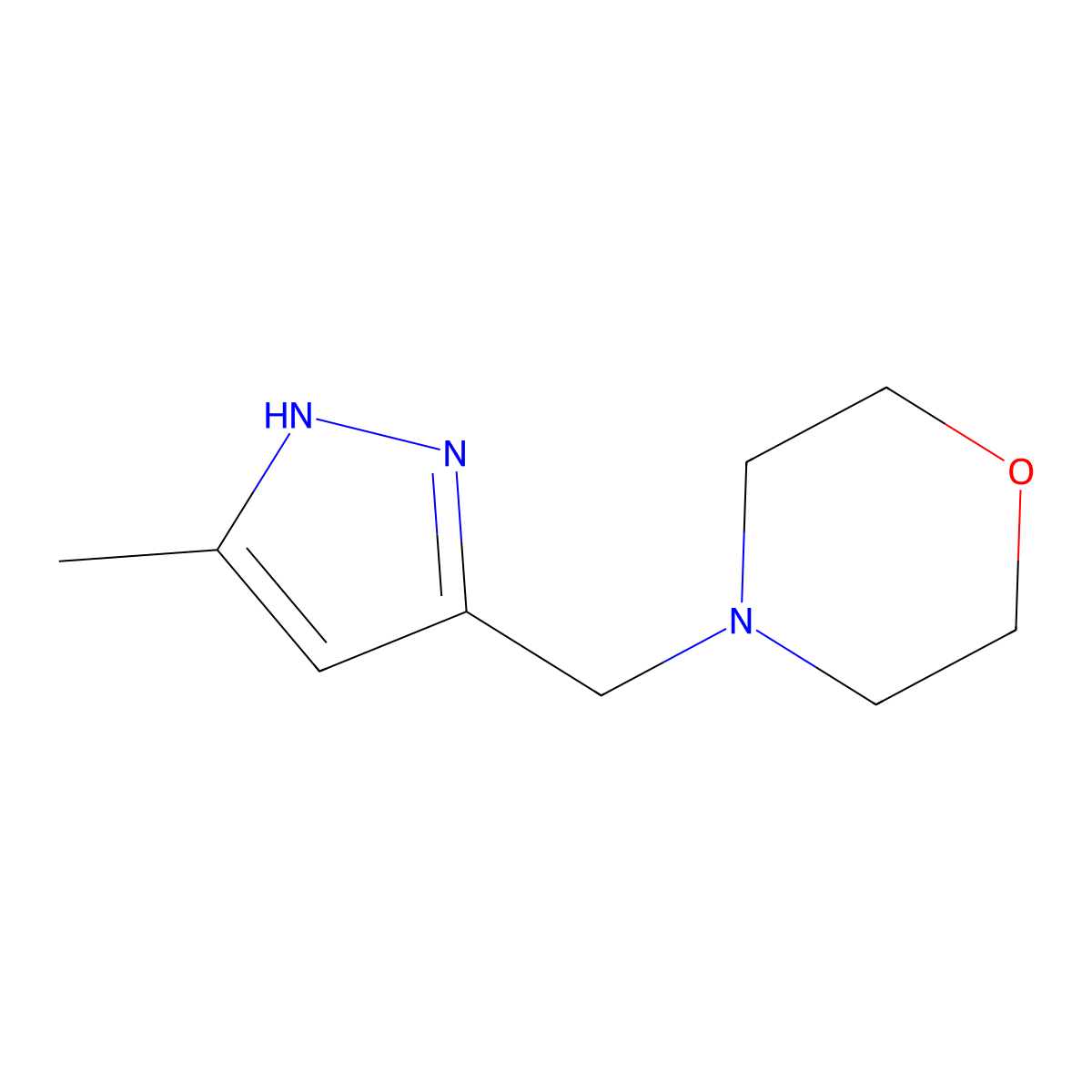4-((3-Methyl-1H-pyrazol-5-yl)methyl)morpholine molecular structure, CAS 392312-39-9