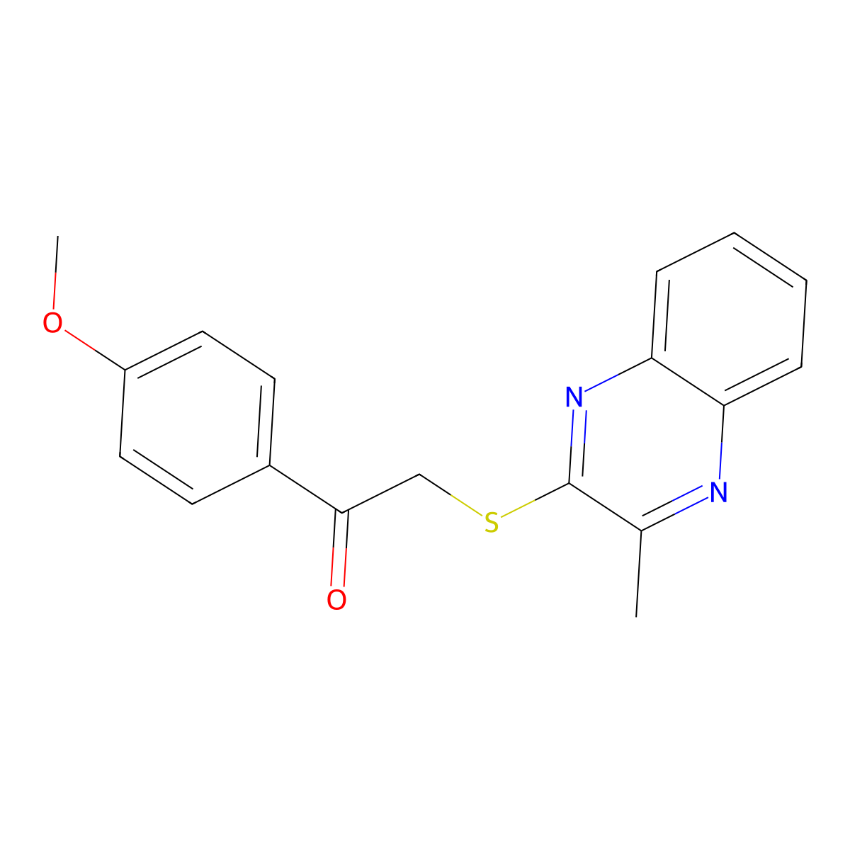 1-(4-Methoxyphenyl)-2-((3-methylquinoxalin-2-yl)thio)ethanone molecular structure, CAS 392313-21-2