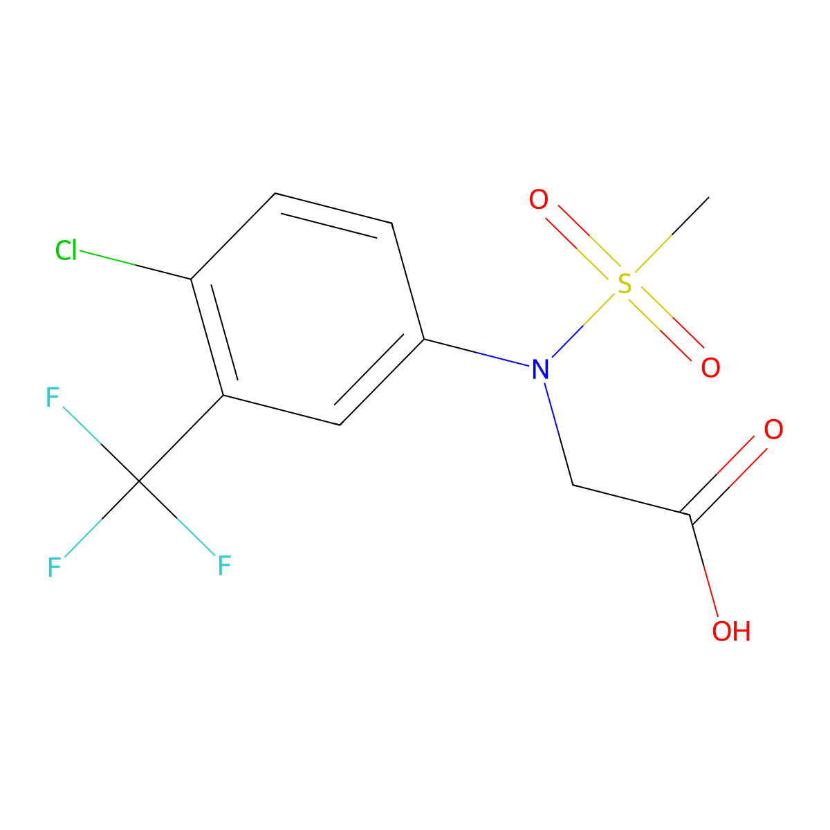 N-[4-Chloro-3-(trifluoromethyl)phenyl]-N-(methylsulfonyl)glycine molecular structure, CAS 392313-51-8