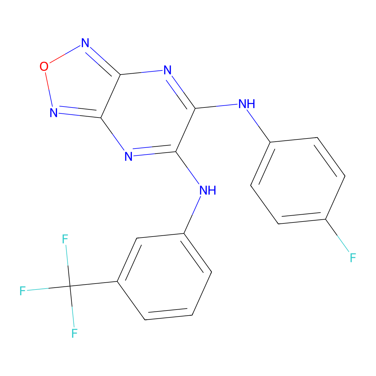 N5-(4-Fluorophenyl)-N6-[3-(trifluoromethyl)phenyl][1,2,5]oxadiazolo[3,4-b]pyrazine-5,6-diamine molecular structure, CAS 392315-46-7