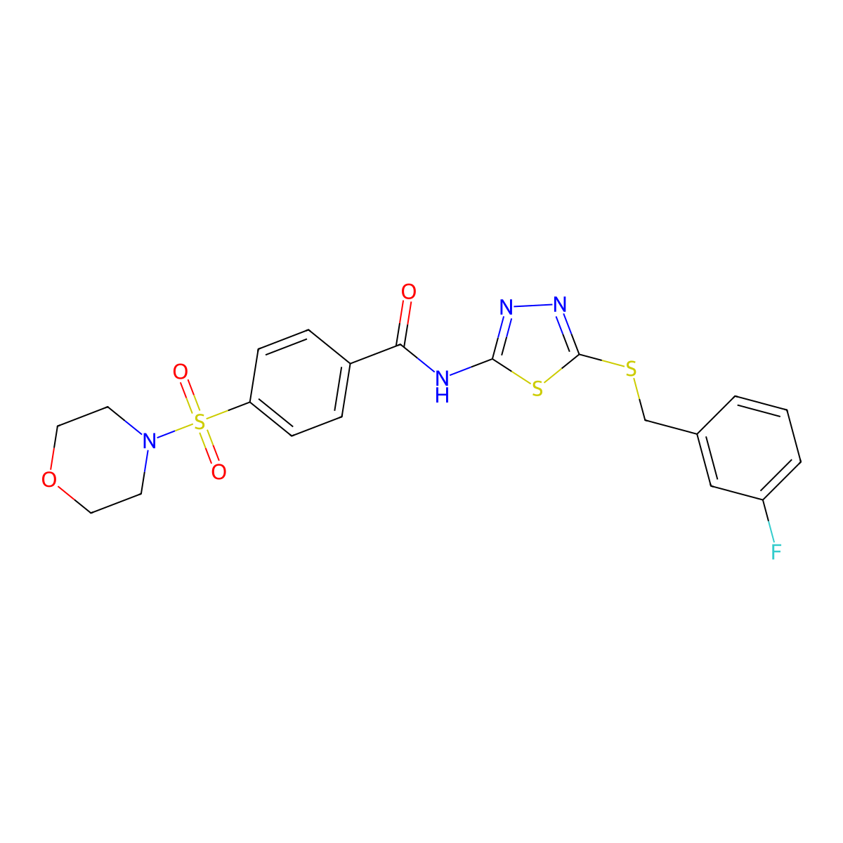 N-(5-((3-fluorobenzyl)thio)-1,3,4-thiadiazol-2-yl)-4-(morpholinosulfonyl)benzamide molecular structure, CAS 392317-48-5